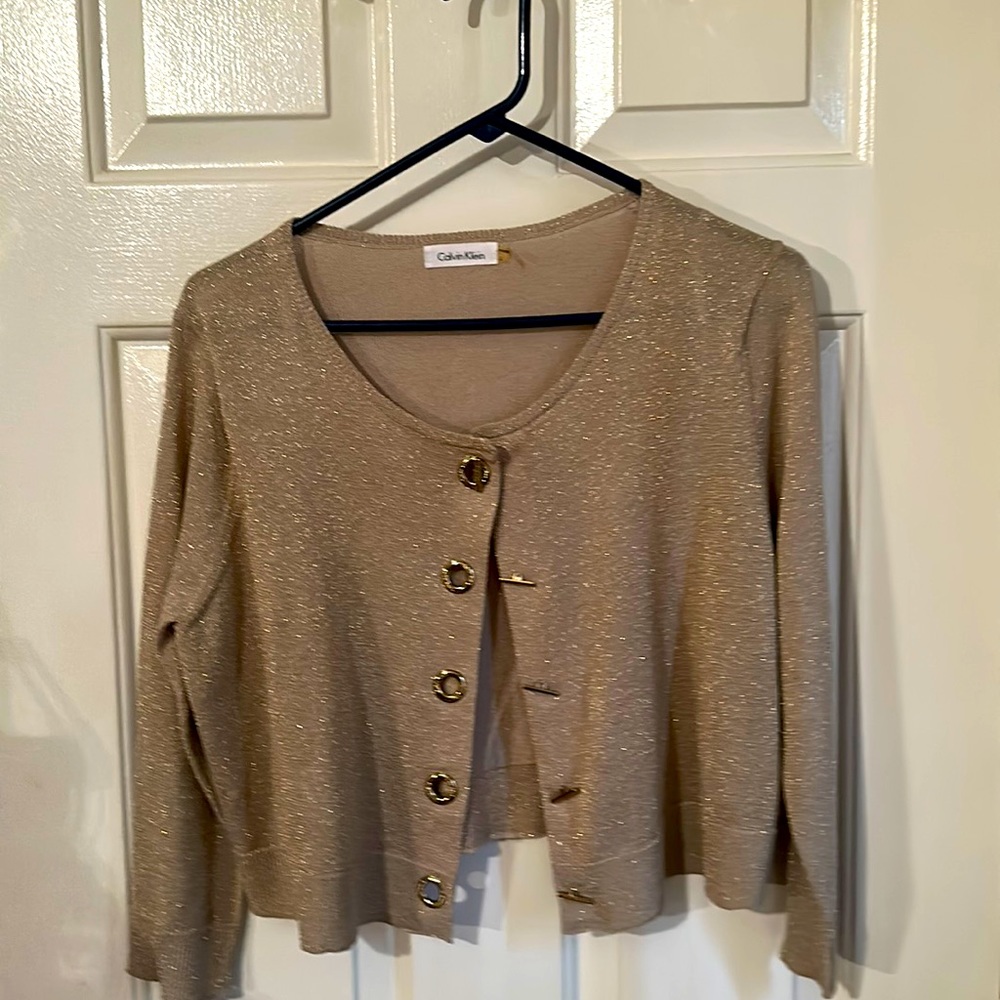 Gold with sparkle sweater/shell by Calvin Klein Half sleeve